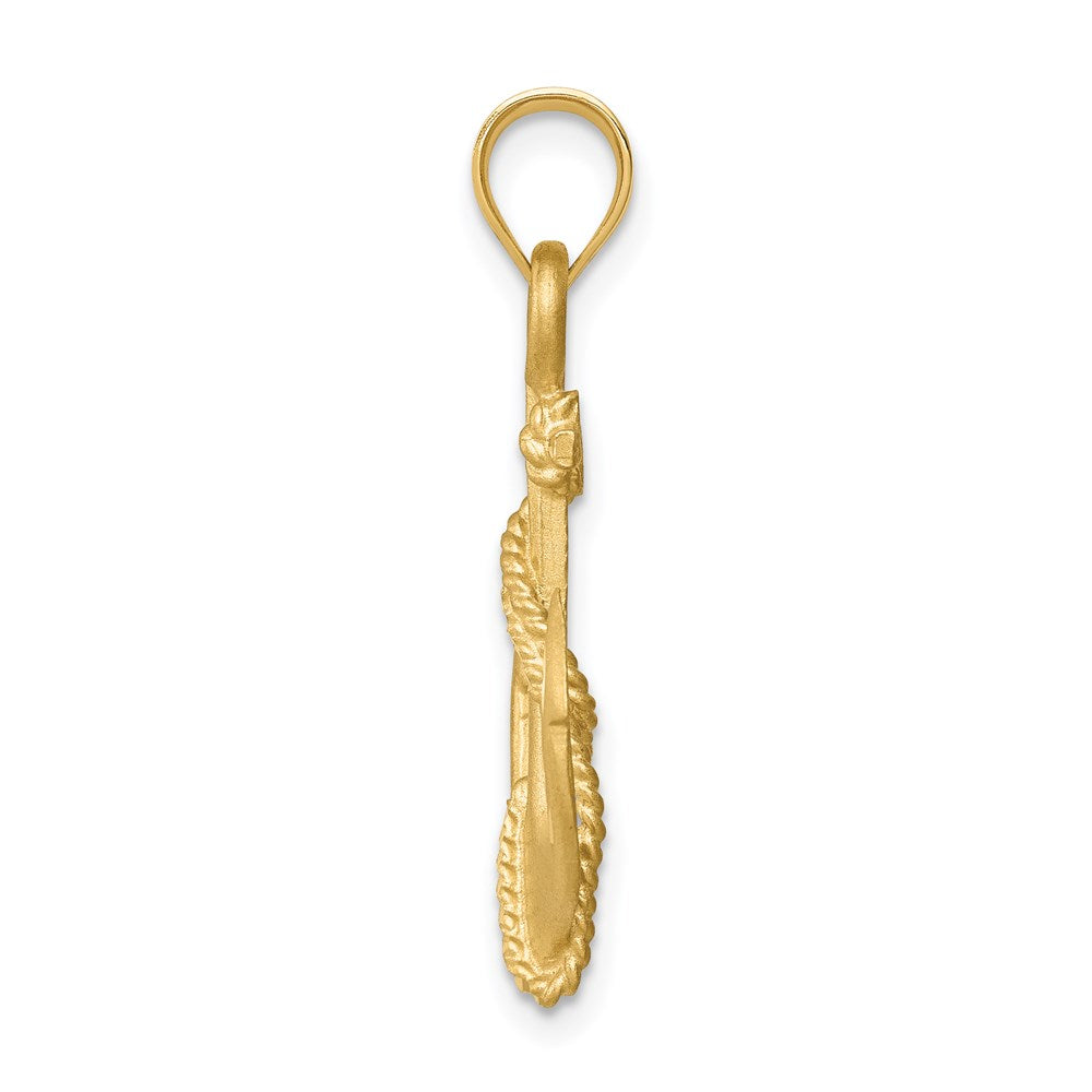 14K Gelbgold Anker-Anhänger, gebürstet & diamantiert