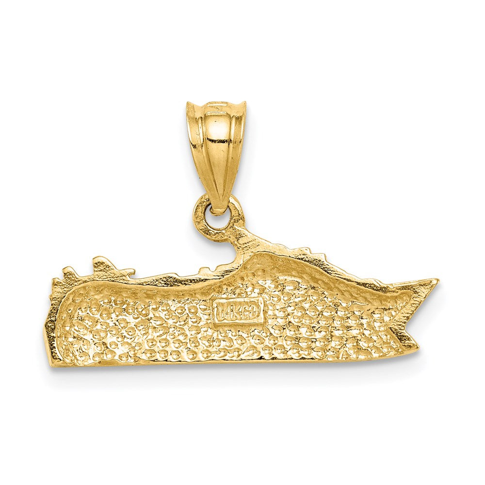 14K Gelbgold Polierter Kreuzfahrtschiff-Anhänger