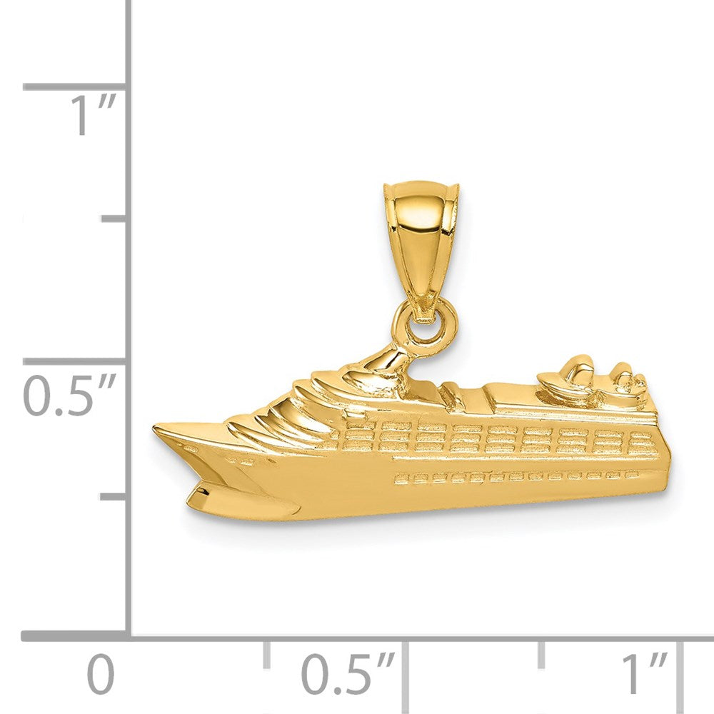 14K Gelbgold Polierter Kreuzfahrtschiff-Anhänger