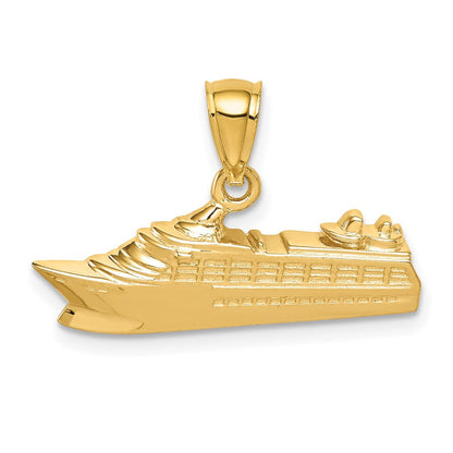 14K Gelbgold Polierter Kreuzfahrtschiff-Anhänger