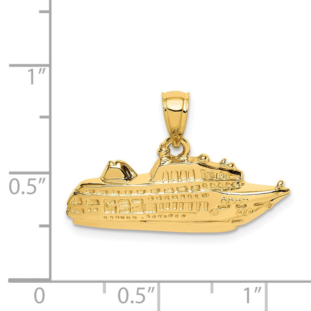 14K Gelbgold Poliert Kreuzfahrtschiff-Anhänger