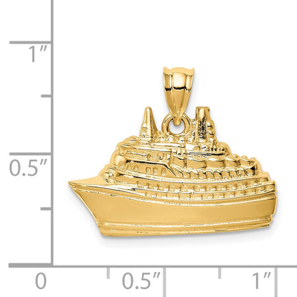 14K Gelbgold Poliert Kreuzfahrtschiff-Anhänger