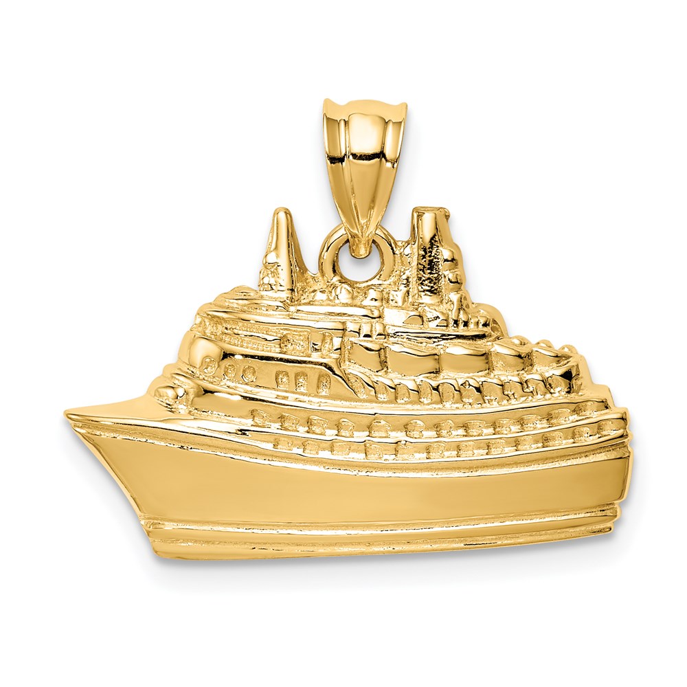 14K Gelbgold Poliert Kreuzfahrtschiff-Anhänger