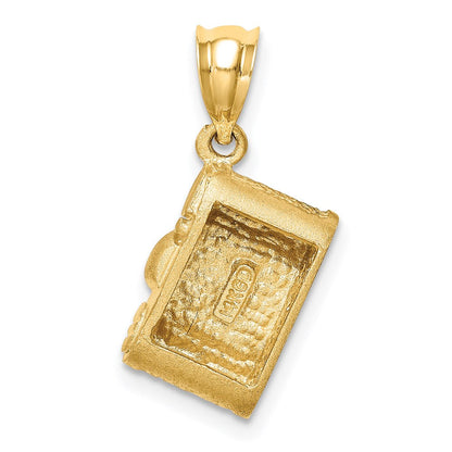 14K Gelbgold Kamera-Anhänger, gebürstet, poliert und emailliert