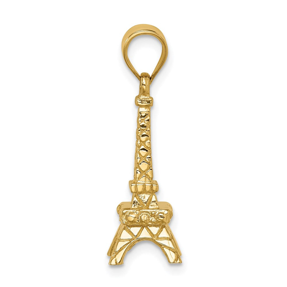 14K Gelbgold Polierter 3D Eiffelturm-Anhänger