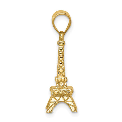 14K Gelbgold Polierter 3D Eiffelturm-Anhänger