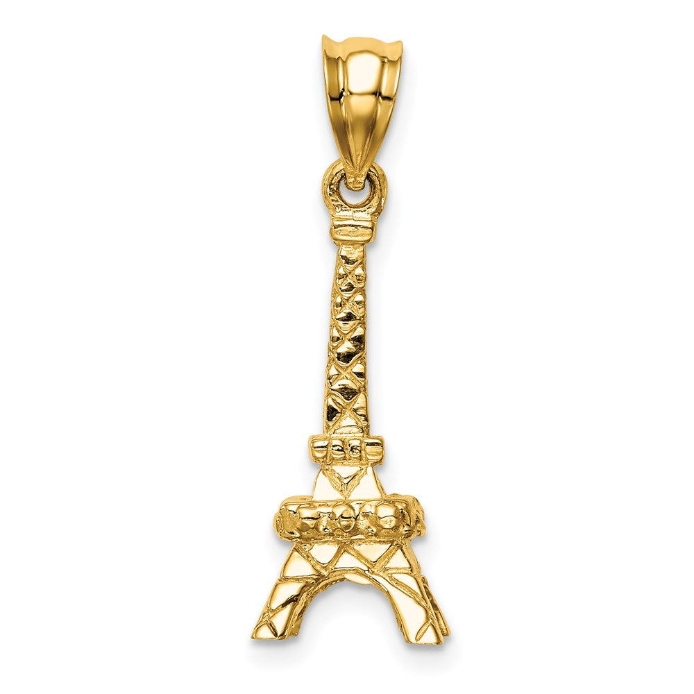 14K Gelbgold Polierter 3D Eiffelturm-Anhänger