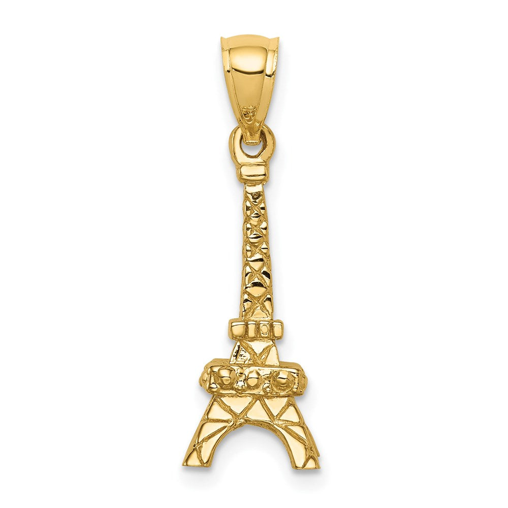 14K Gelbgold Polierter 3D Eiffelturm-Anhänger