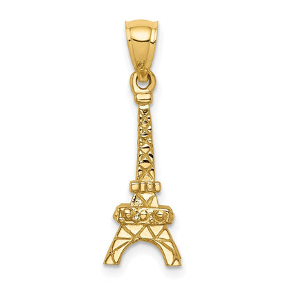 14K Gelbgold Polierter 3D Eiffelturm-Anhänger