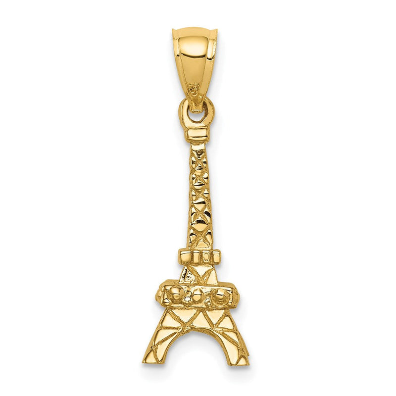 14K Gelbgold Polierter 3D Eiffelturm-Anhänger