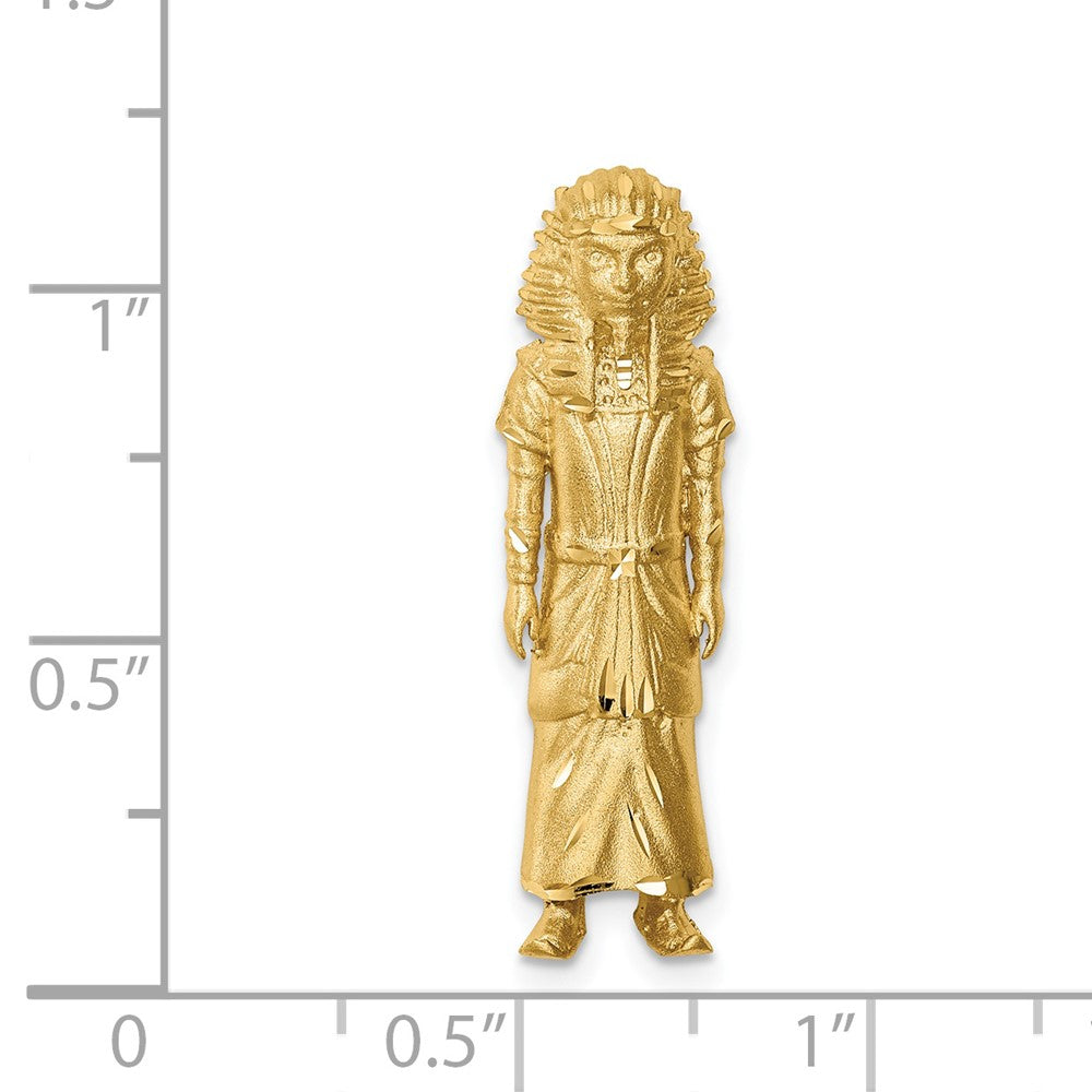 14K Gelbgold Gebürstet & Diamantiert Pharaoh Anhänger