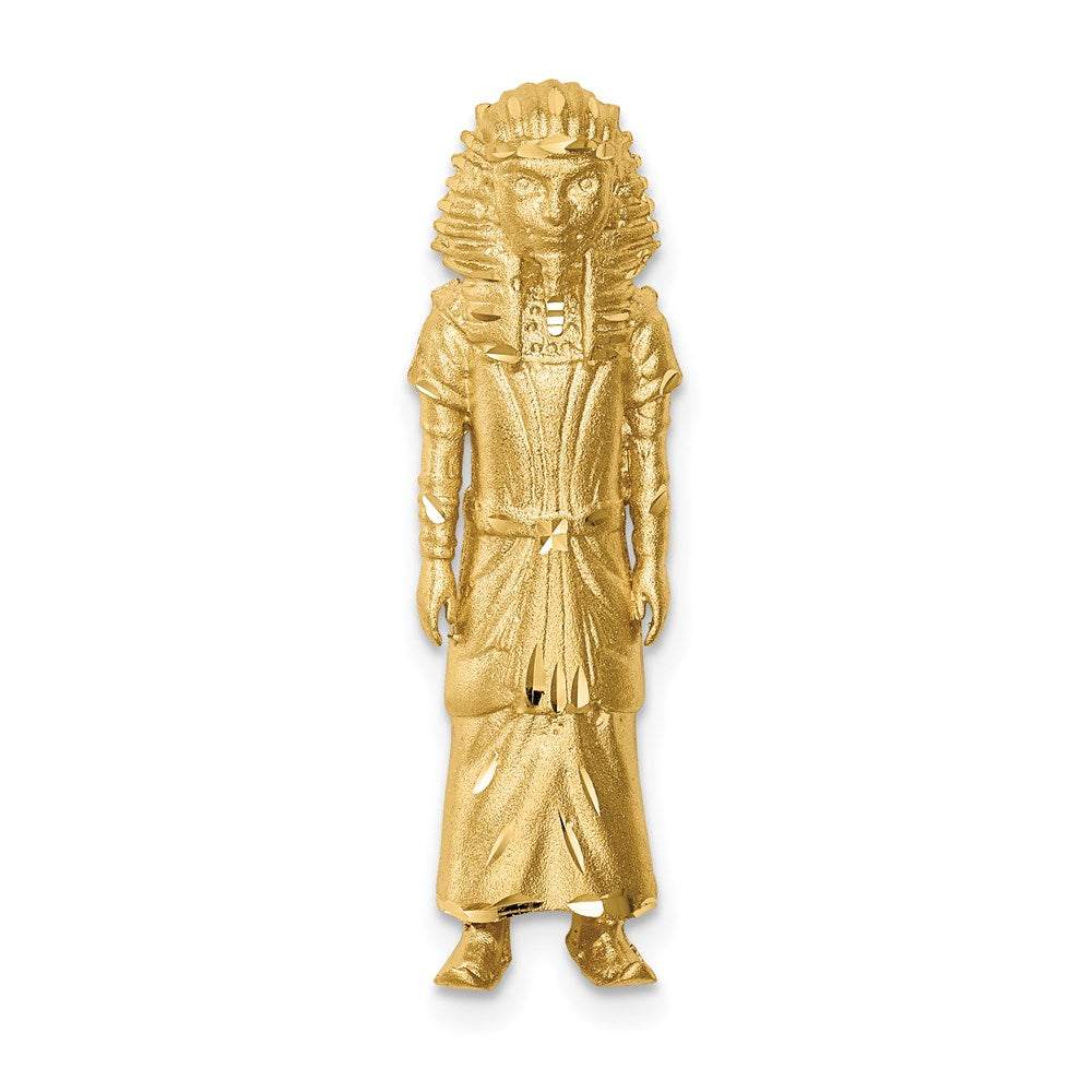14K Gelbgold Gebürstet & Diamantiert Pharaoh Anhänger