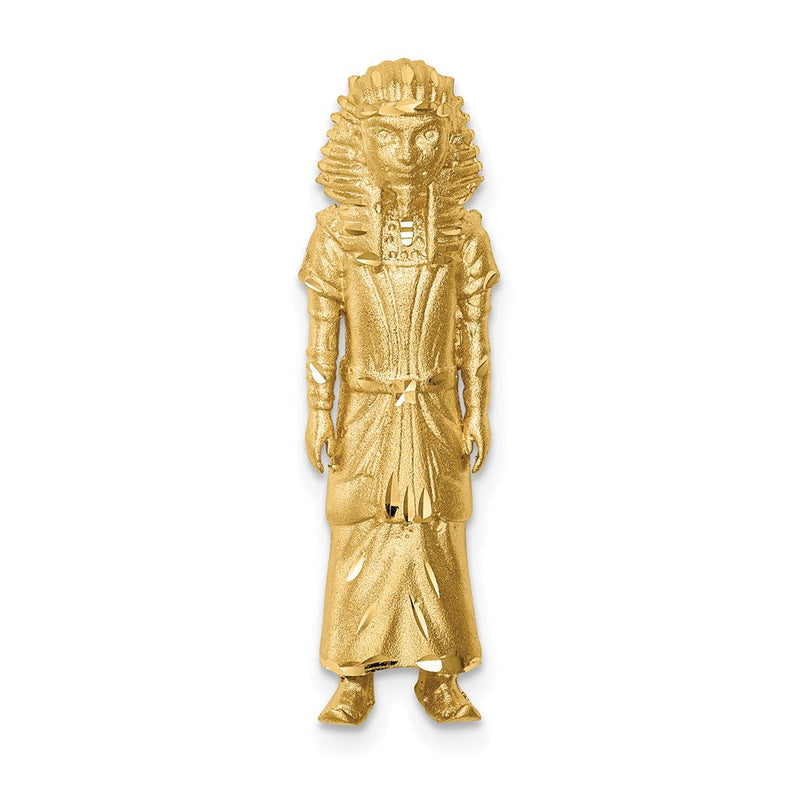 14K Gelbgold Gebürstet & Diamantiert Pharaoh Anhänger