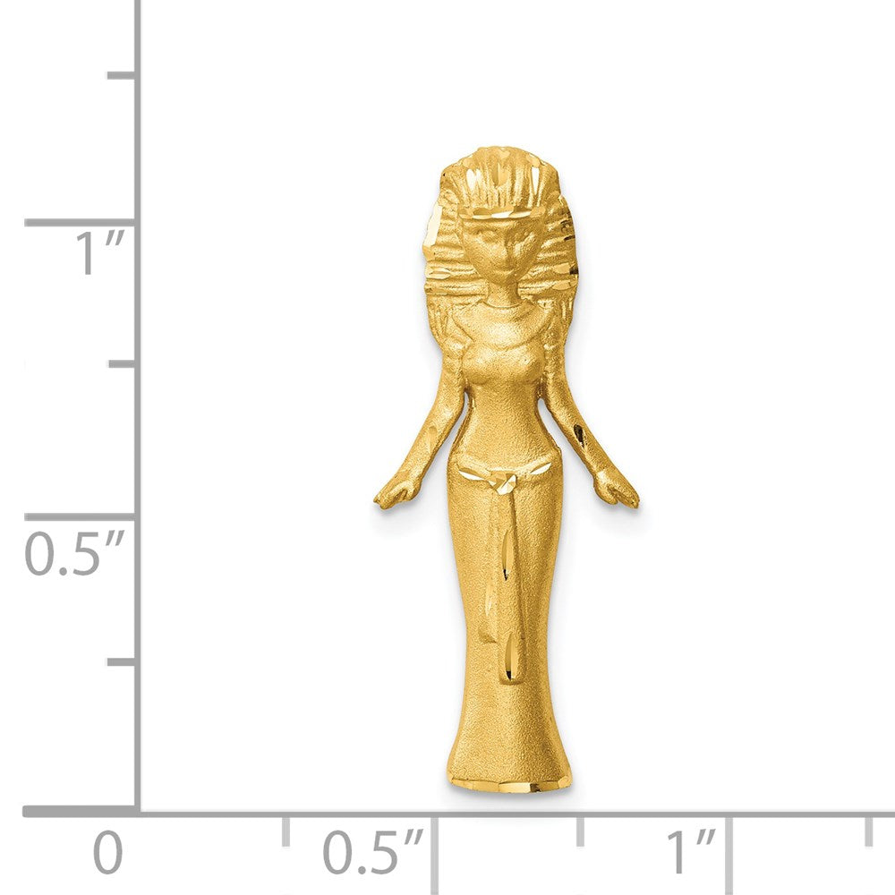 14K Gelbgold Gebürstet & Diamantiert Egyptian Princess Anhänger