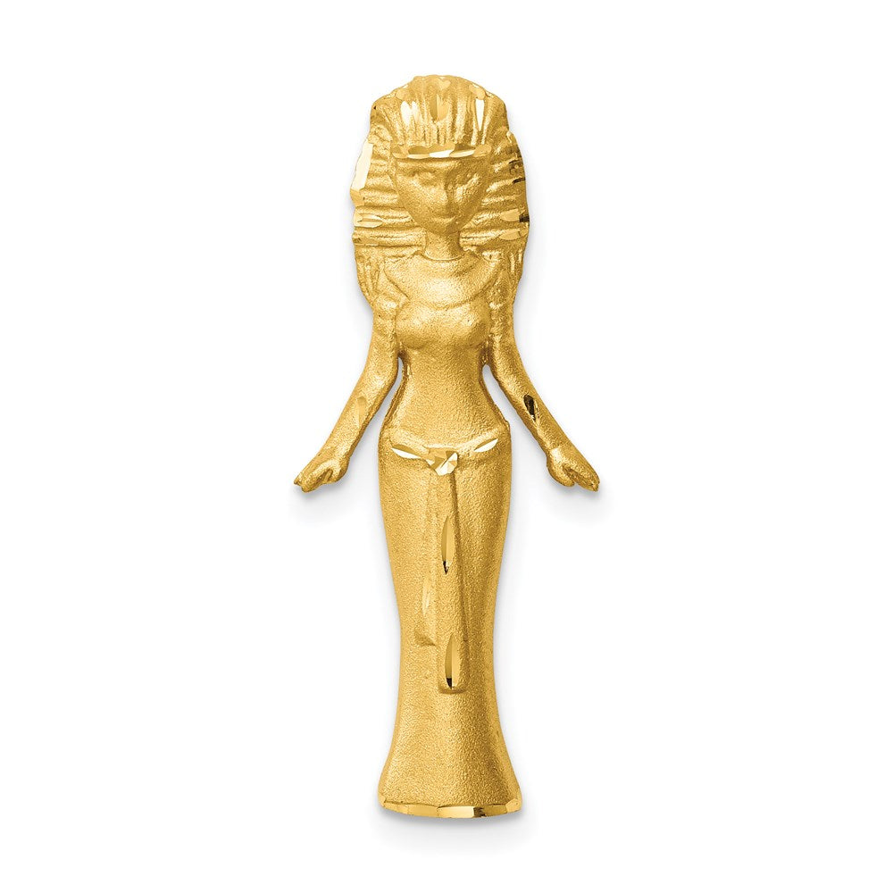 14K Gelbgold Gebürstet & Diamantiert Egyptian Princess Anhänger