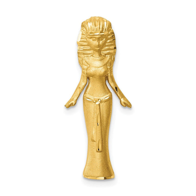14K Gelbgold Gebürstet & Diamantiert Egyptian Princess Anhänger