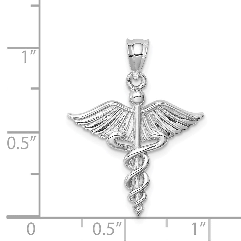 14K Weißgold weiß-poliert 3-D Medizin-Anhänger