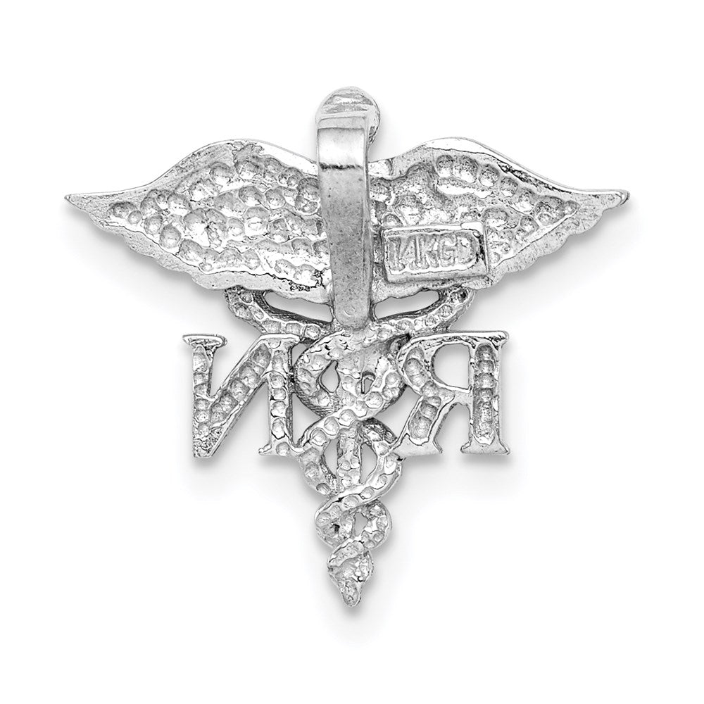 14K Weißgold Poliert Rn Medizinisch Kette Anhänger