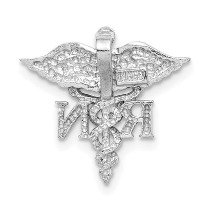 14K Weißgold Poliert Rn Medizinisch Kette Anhänger