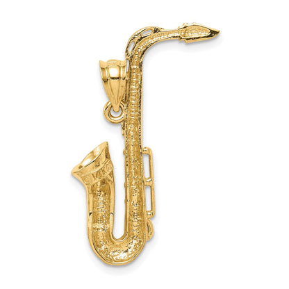 14 Karat Gelbgold Polierter Saxophon-Anhänger