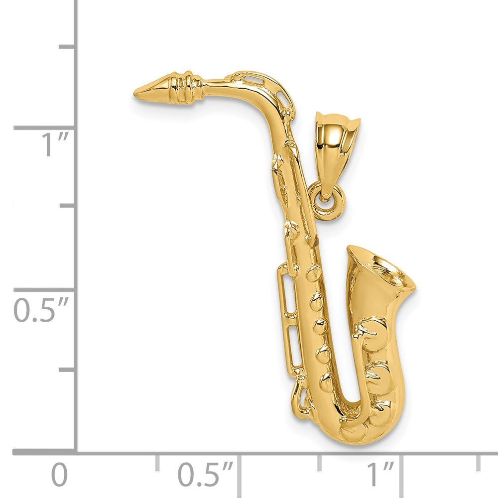 14 Karat Gelbgold Polierter Saxophon-Anhänger