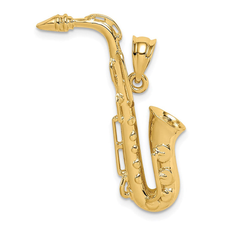 14 Karat Gelbgold Polierter Saxophon-Anhänger