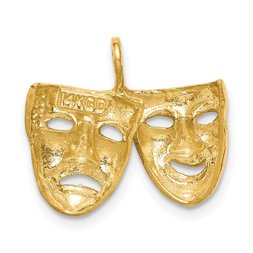 14k Gelbgold Poliert Komödie/Tragödie Theatermasken-Anhänger