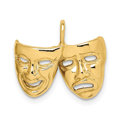 14k Gelbgold Poliert Komödie/Tragödie Theatermasken-Anhänger