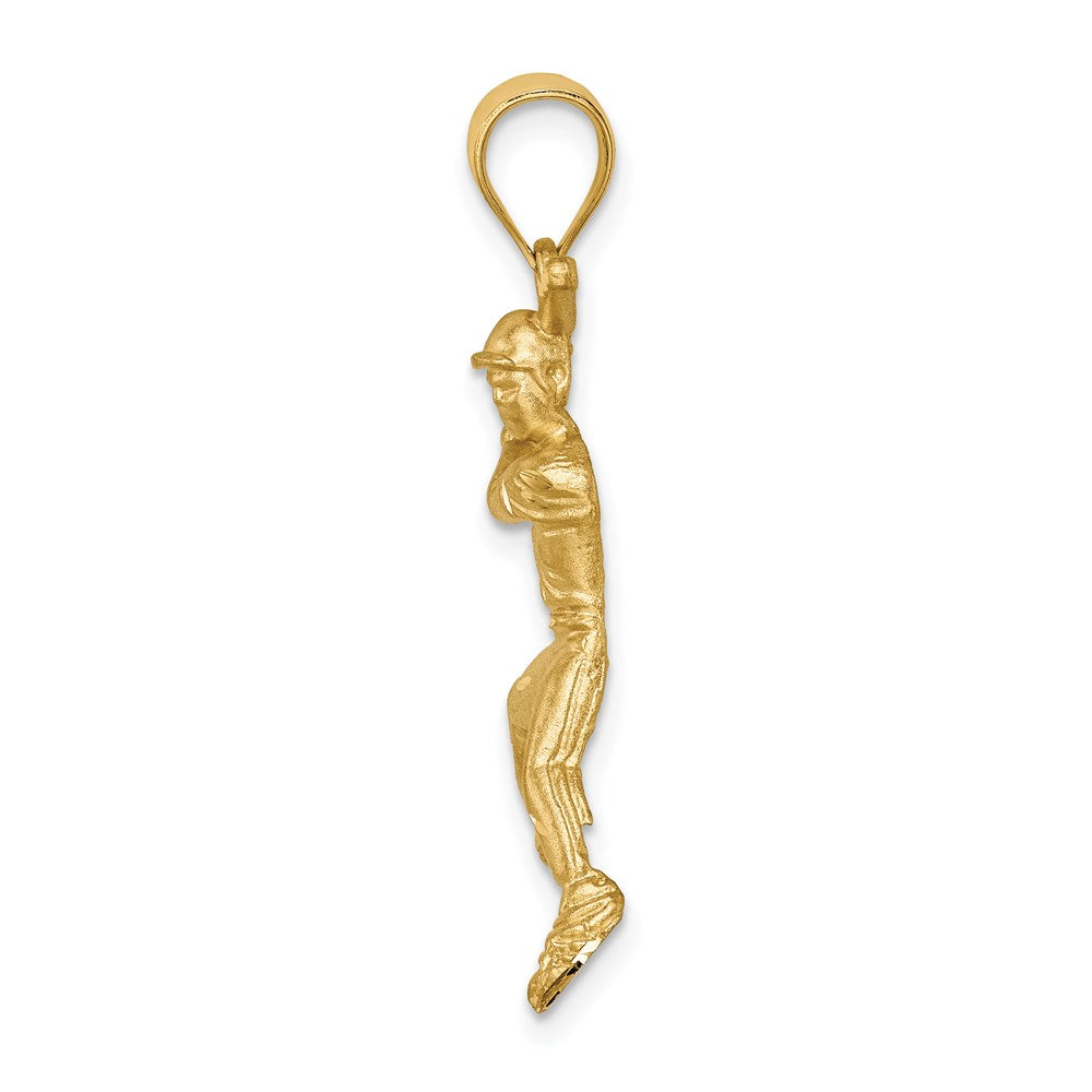 14K Gelbgold Anhänger „Baseballspieler" gebürstet & diamantiert