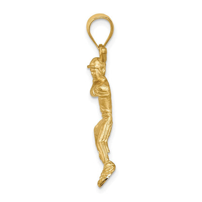 14K Gelbgold Anhänger „Baseballspieler" gebürstet & diamantiert
