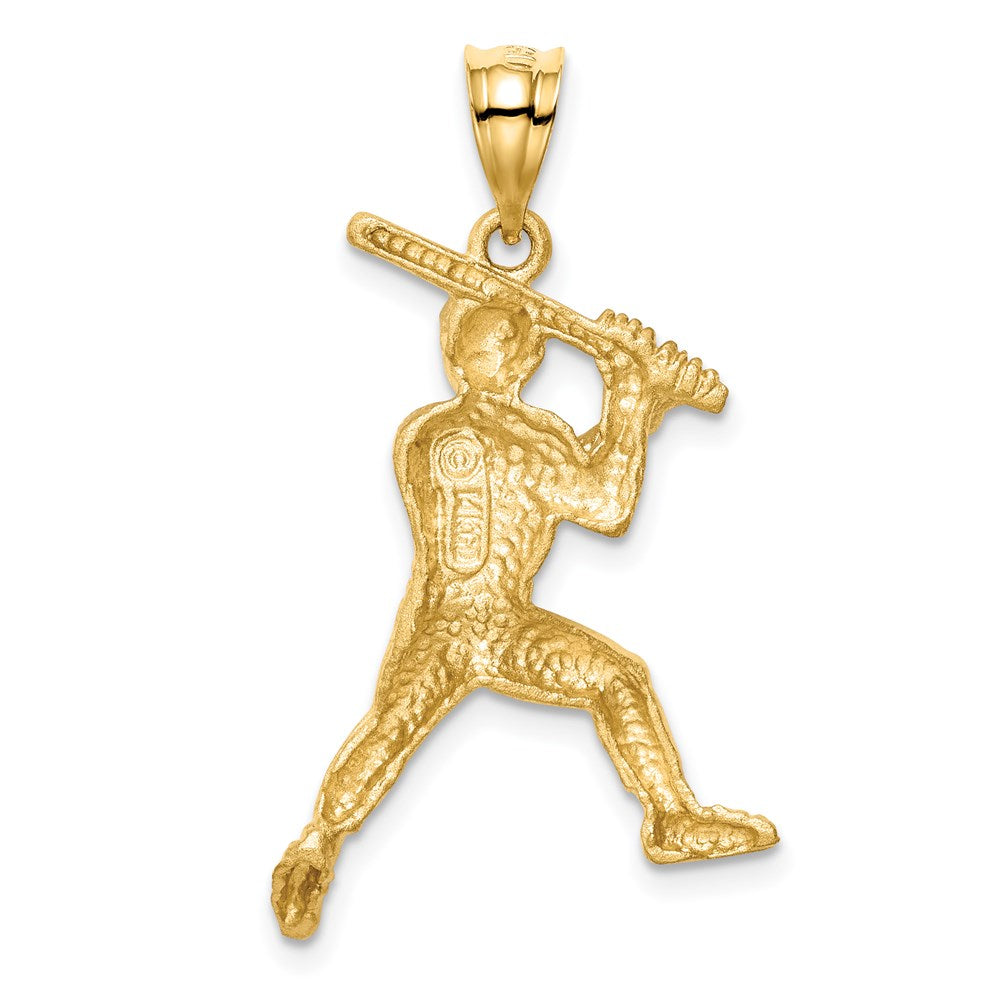 14K Gelbgold Anhänger „Baseballspieler" gebürstet & diamantiert