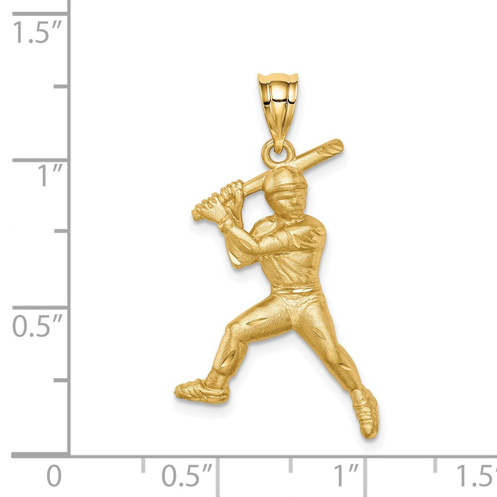 14K Gelbgold Anhänger „Baseballspieler" gebürstet & diamantiert