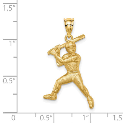14K Gelbgold Anhänger „Baseballspieler" gebürstet & diamantiert