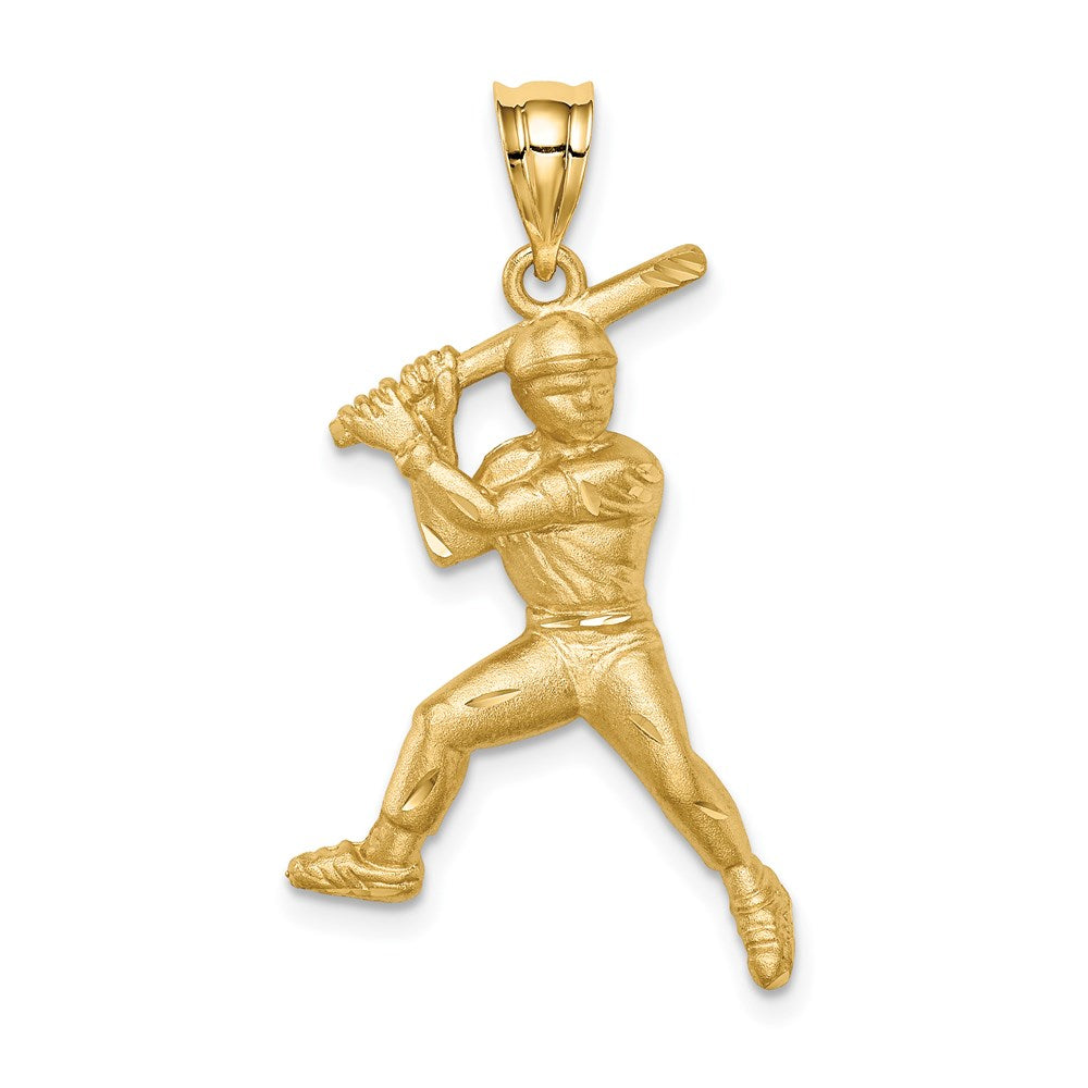 14K Gelbgold Anhänger „Baseballspieler" gebürstet & diamantiert