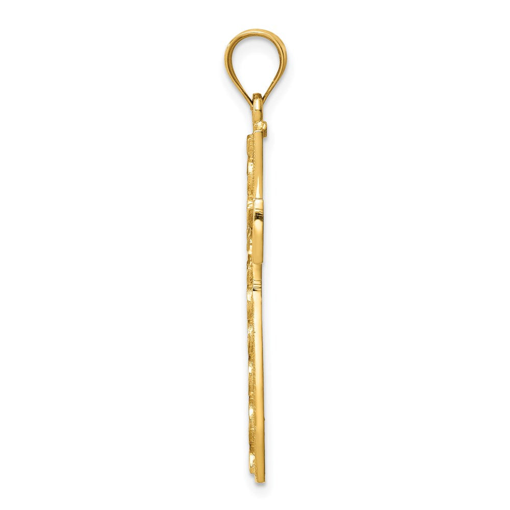 14K Gelbgold Kreuzanhänger, poliert & diamantiert