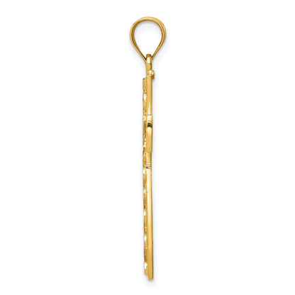 14K Gelbgold Kreuzanhänger, poliert & diamantiert