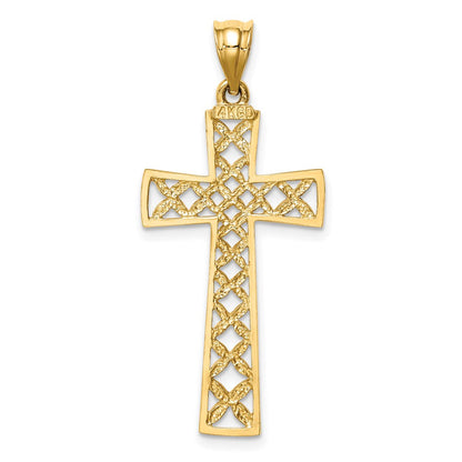 14K Gelbgold Kreuzanhänger, poliert & diamantiert