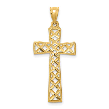14K Gelbgold Kreuzanhänger, poliert & diamantiert