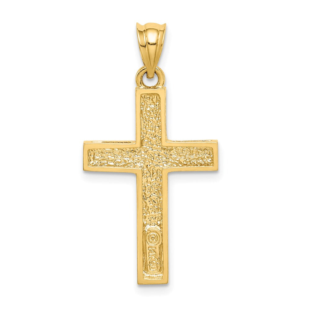 14K Gelbgold Polierter & Diamantgeschliffener Kreuzanhänger