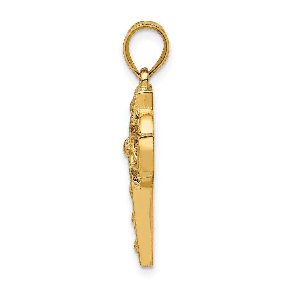 14K Gelbgold Polierter Keltischer Kreuz-Anhänger