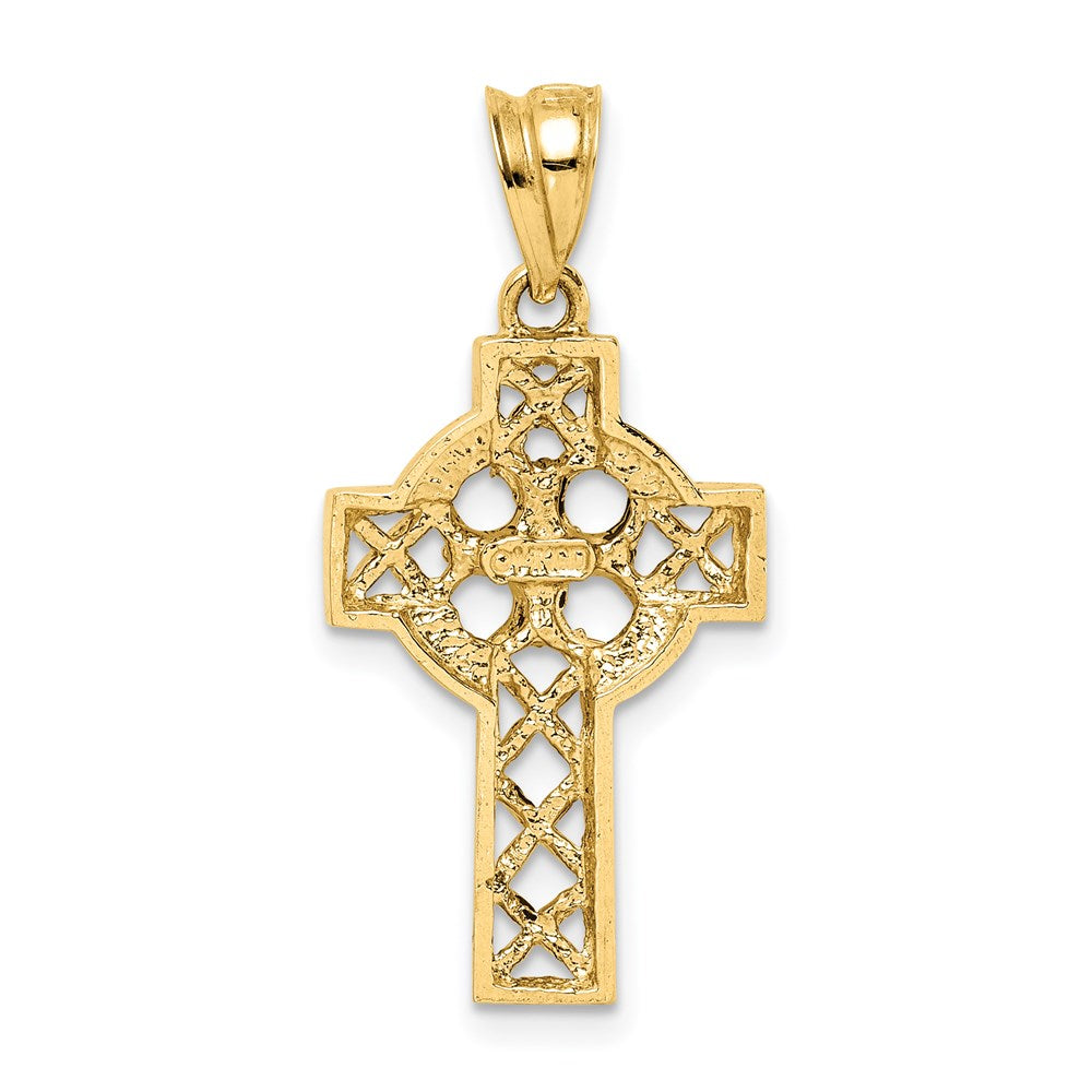 14K Gelbgold Polierter Keltischer Kreuz-Anhänger