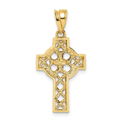 14K Gelbgold Polierter Keltischer Kreuz-Anhänger