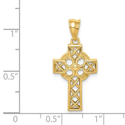 14K Gelbgold Polierter Keltischer Kreuz-Anhänger