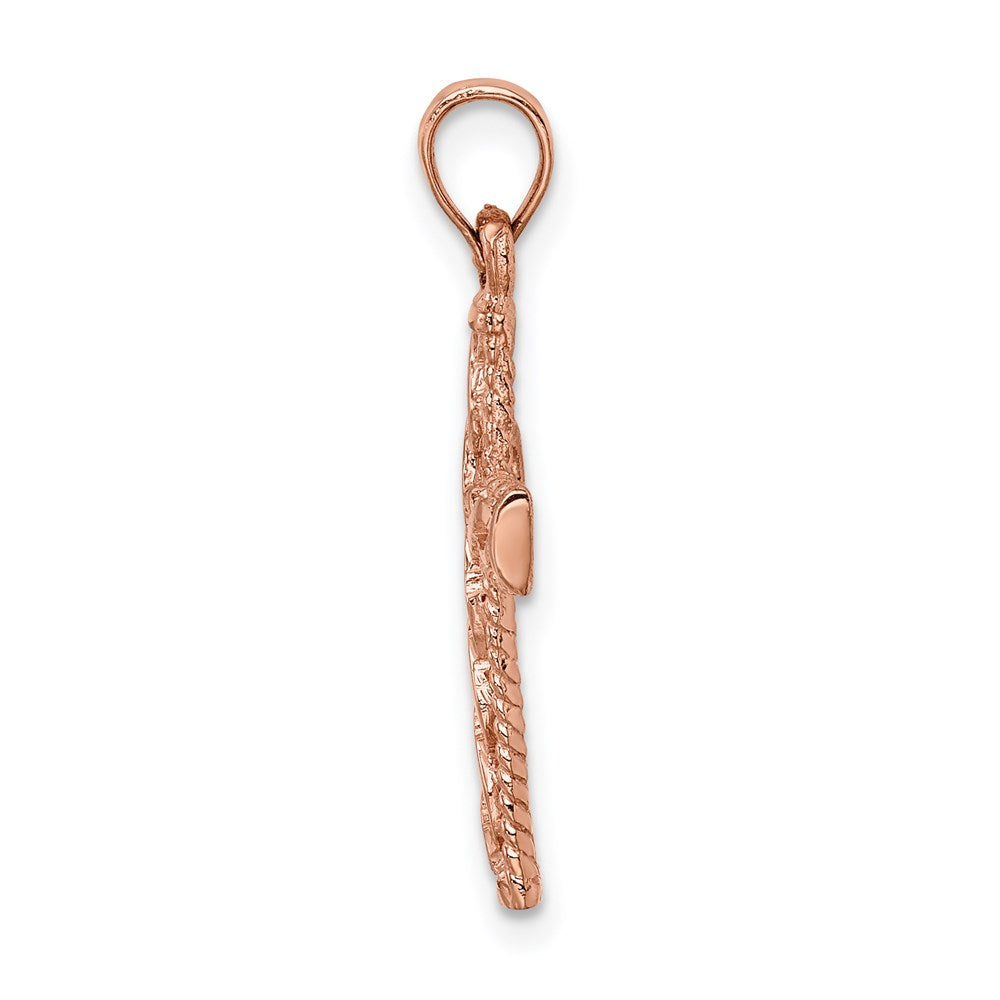 14K Roségold Poliert Geflochten Kreuz Anhänger