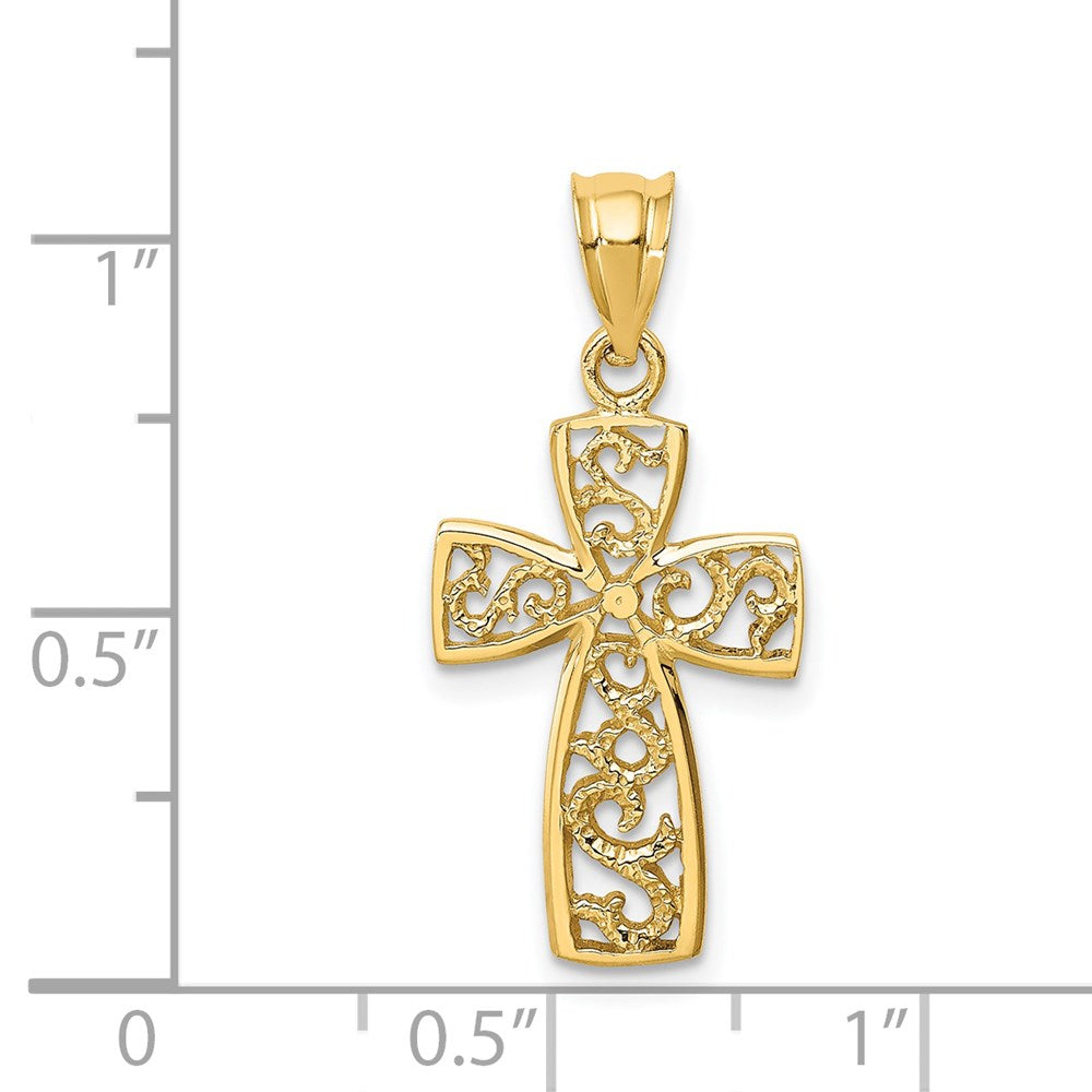 14K Gelbgold Poliert Kreuz Anhänger
