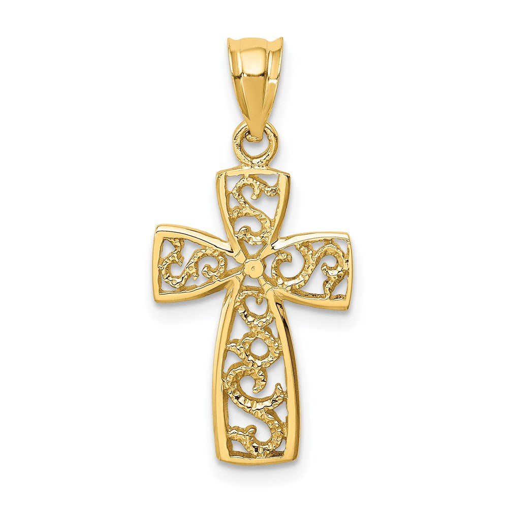 14K Gelbgold Poliert Kreuz Anhänger