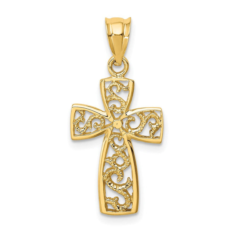14K Gelbgold Poliert Kreuz Anhänger