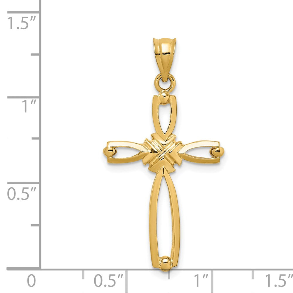 14K Gelbgold Polierter Kreuzanhänger