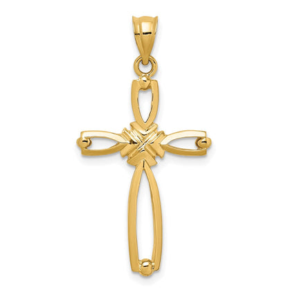 14K Gelbgold Polierter Kreuzanhänger
