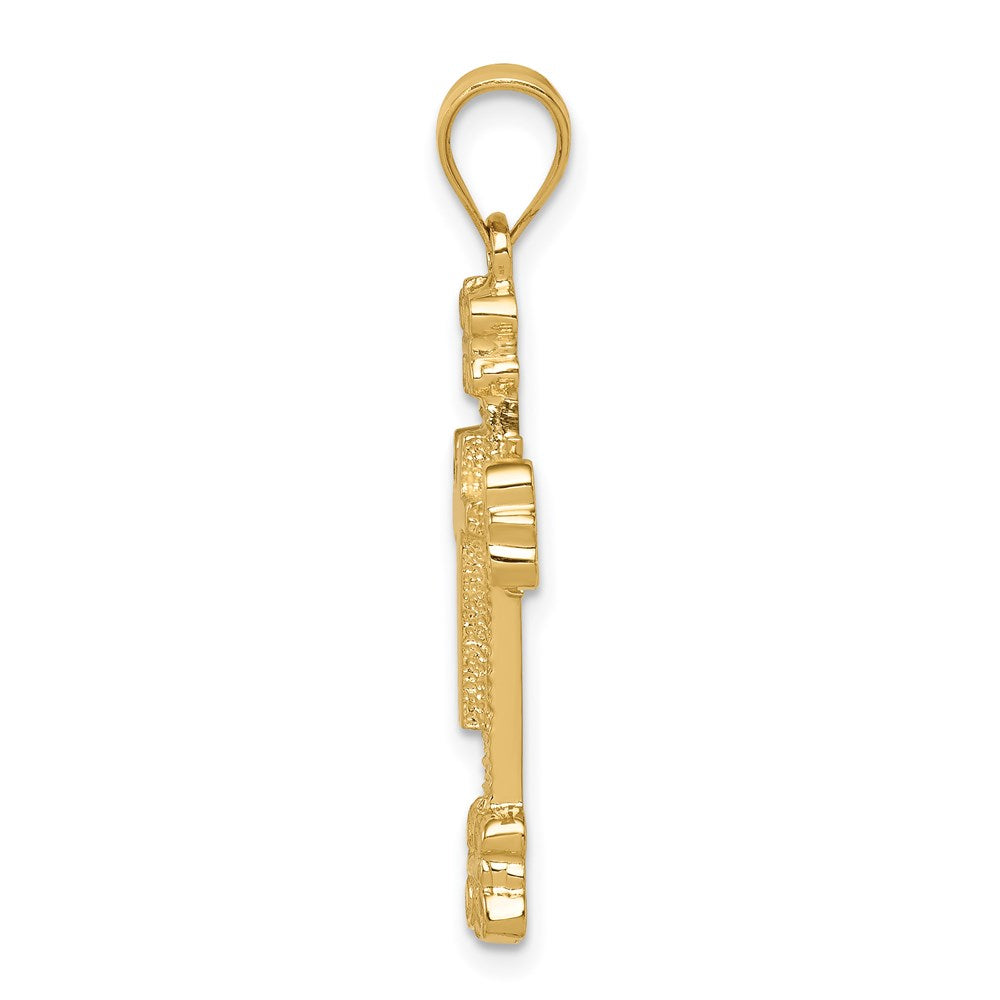 14K Gelbgold Polierter Fantasie-Kreuz-Anhänger